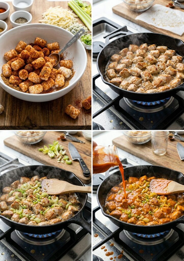 Pioneer Woman Buffalo Chicken Tater Tot Casserole