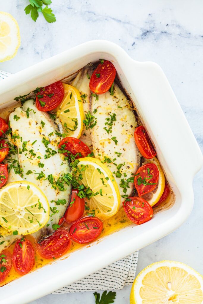 Baked Cod Fillet At 400 With Cherry Tomatoes